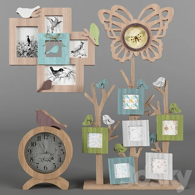Photo frames and watch birds h. 2 3D Model Photo frames and watch birds h. 2 3D Model