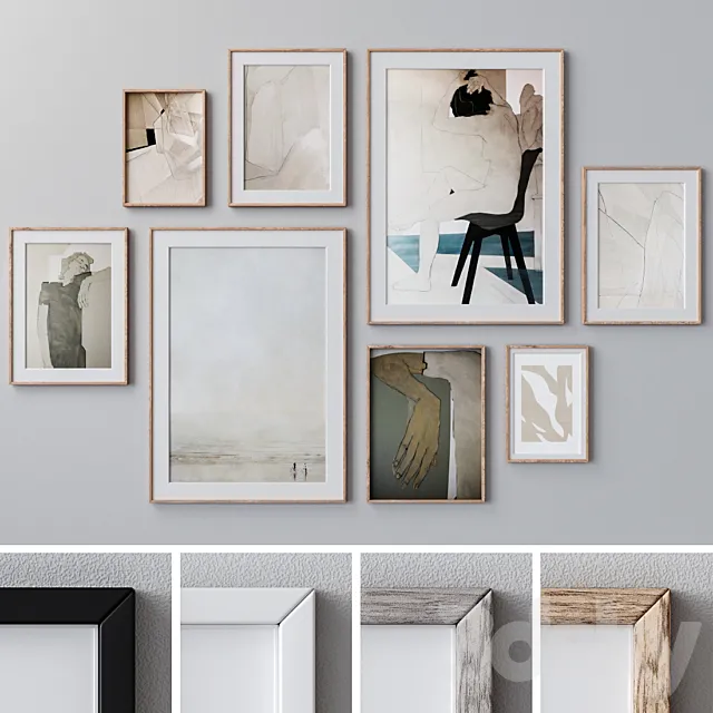 Photo Frames Set 1189 3D Model