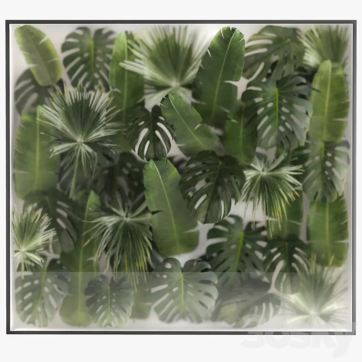 Phytowall and phytobox made of banana palm branches and fan palm leaves in a niche behind a translucent stack. Bouquet 287. 3D Model Free Download Phytowall and phytobox made of banana palm branches and fan palm leaves in a niche behind a translucent stack. Bouquet 287. 3D Model Free Download