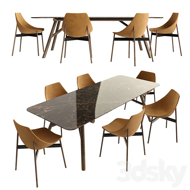 Pianca Maestro Table and Gamma Chair 3DModel