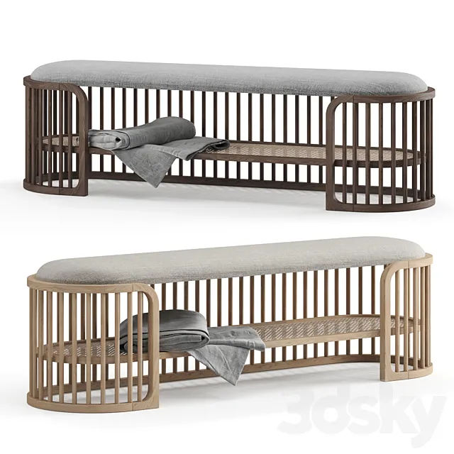 Pianca Palu Rattan Bench 3D Model Pianca Palu Rattan Bench 3D Model