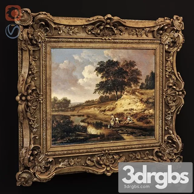 Picture in a carved frame. 3D Model Download Picture in a carved frame. 3D Model Download