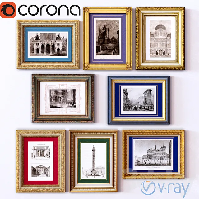 Pictures in frame 12 3D Model Pictures in frame 12 3D Model