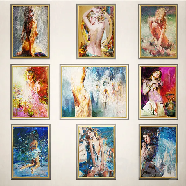 Pictures M.Pavlov and Petrov. Impasto oil painting 3DModel Pictures M.Pavlov and Petrov. Impasto oil painting 3DModel