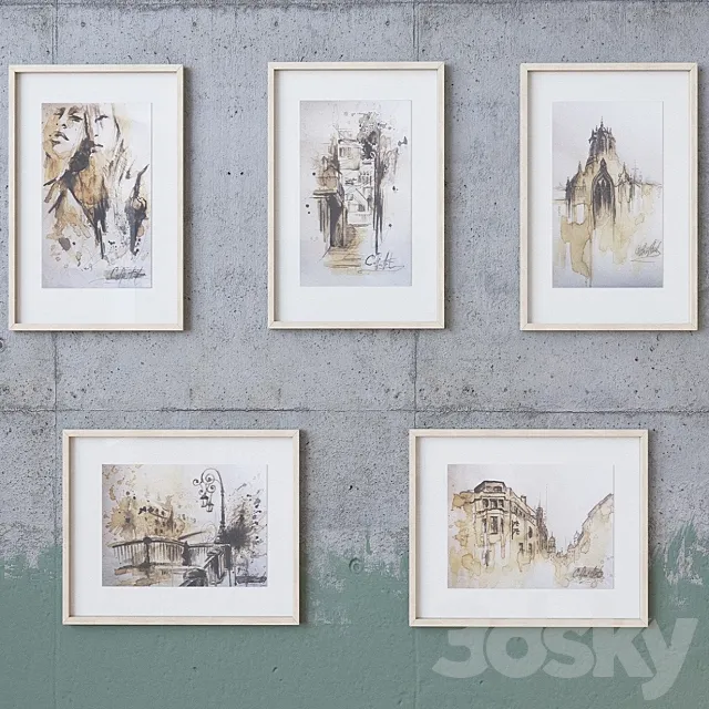 Pictures painted coffee 3DModel Pictures painted coffee 3DModel