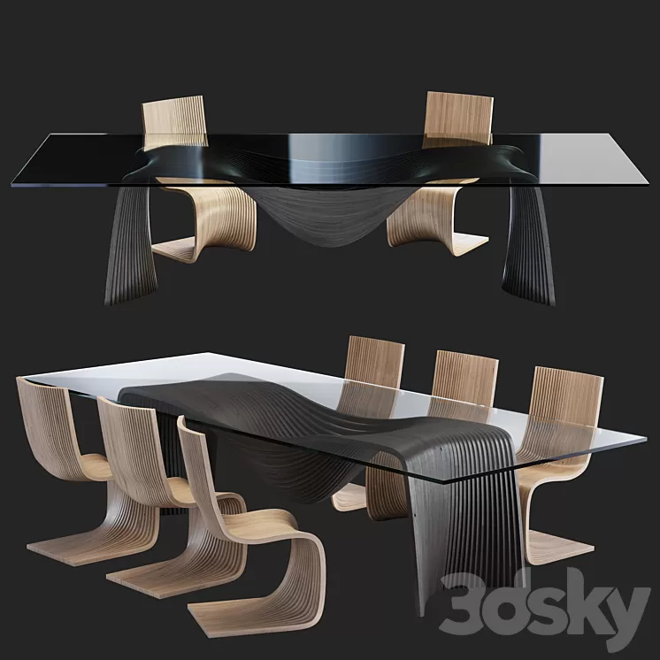 piegatto-corozo dining set 3D Model piegatto-corozo dining set 3D Model