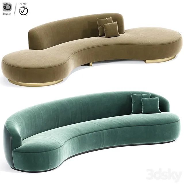 Pierre Augustin Rose Sofa And Serpentine Sofa Vladimir kagan 3D Model