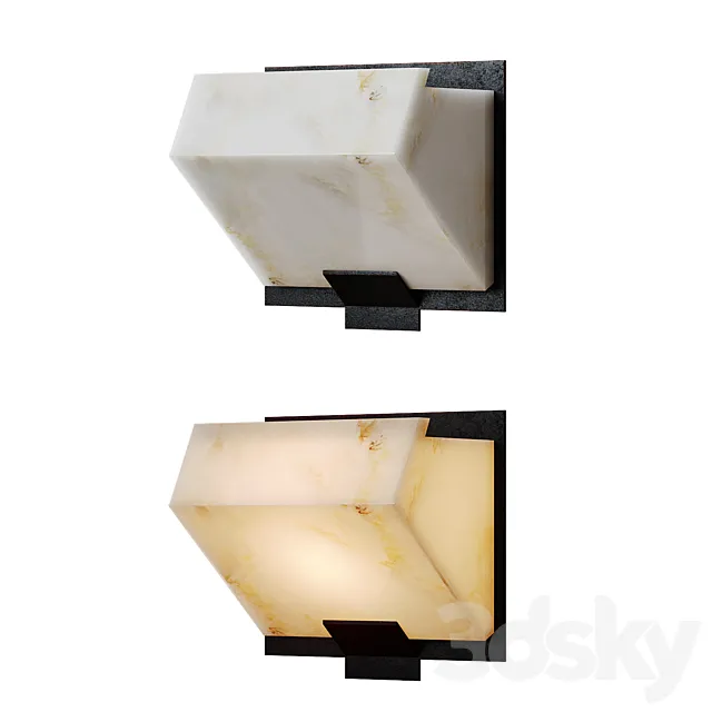 Pierre Chareau Simple “Sloping block” wall lamp 3D Model Pierre Chareau Simple “Sloping block” wall lamp 3D Model