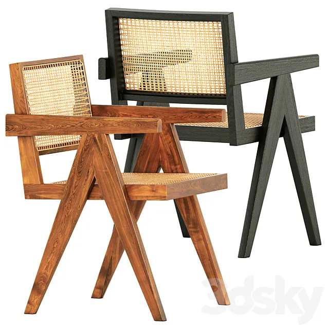 Pierre Jeanneret King chair by Tributeditions 3D Model Pierre Jeanneret King chair by Tributeditions 3D Model