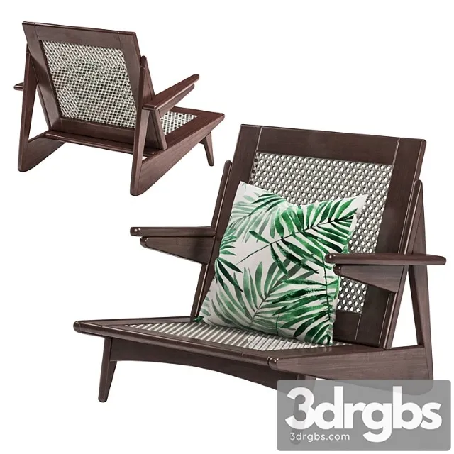 Pierre jeanneret – mahogany and cane armchair 1950s 3D Model Download