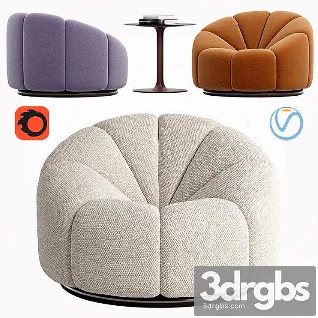 Pierre Paulin Fauteuil Alpha 2 3D Model Download