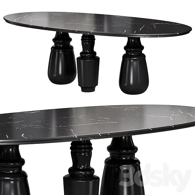 Pietra Oval Xl Nero Marquina Dining Table by Bocadolobo 3D Model Pietra Oval Xl Nero Marquina Dining Table by Bocadolobo 3D Model