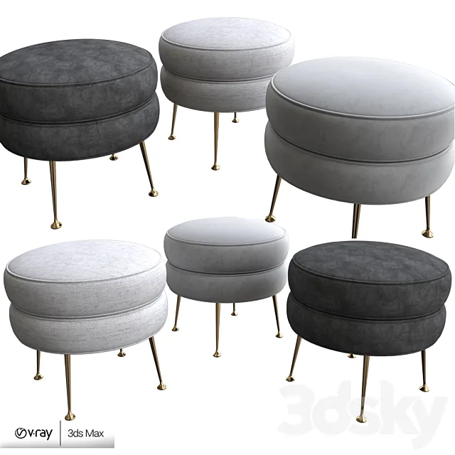 Pietro round ottoman 3D Model Pietro round ottoman 3D Model