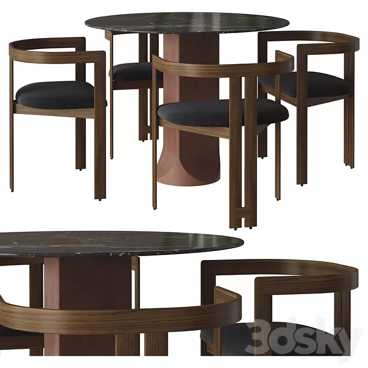 pigreco chair and togrul table by tacchini 3D Model Free Download