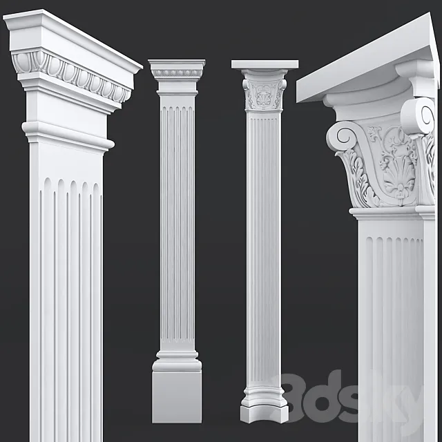 Pilasters of Sabur decor 3D Model Pilasters of Sabur decor 3D Model