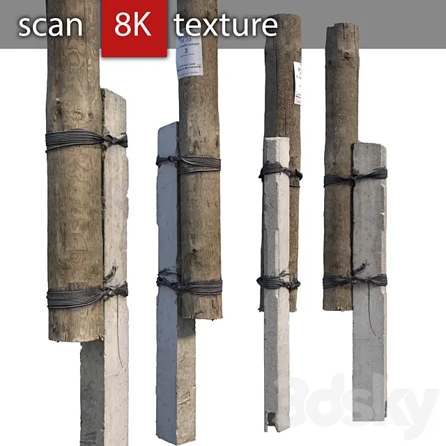 Pillar with concrete support 3D Model Pillar with concrete support 3D Model