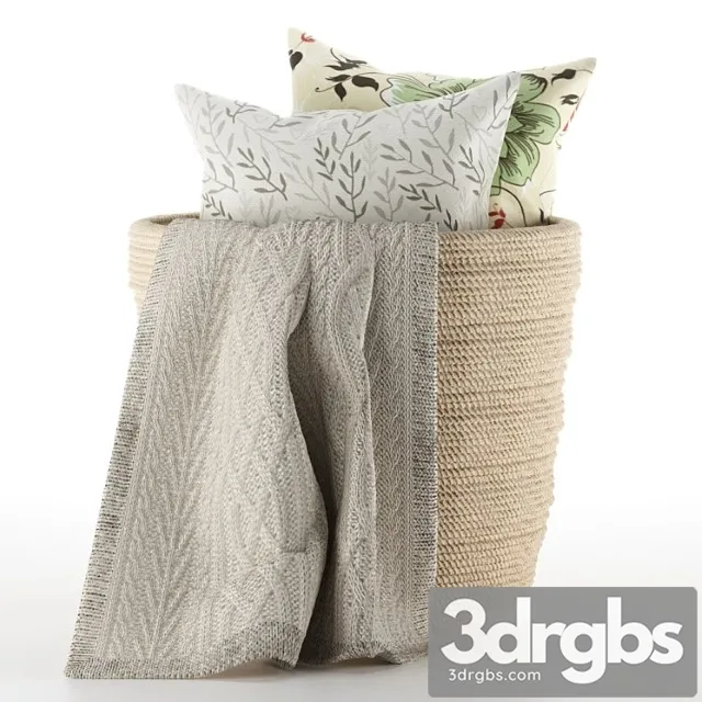 Pillows and Plaid In A Basket 3D Model Download Pillows and Plaid In A Basket 3D Model Download