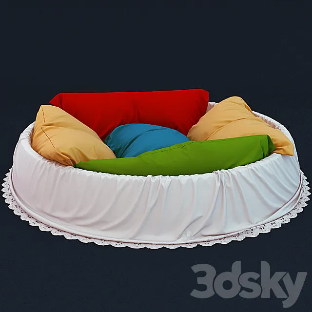 pillows bed 3D Model