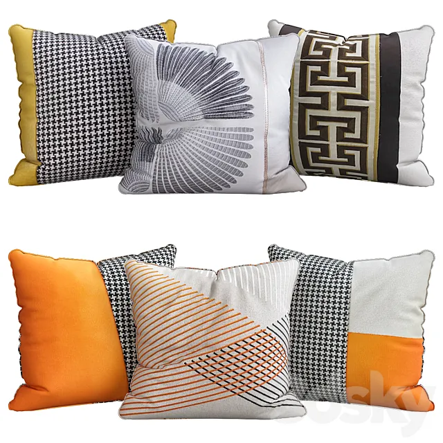 Pillows for sofa 6 pieces No. 47 3D Model Pillows for sofa 6 pieces No. 47 3D Model