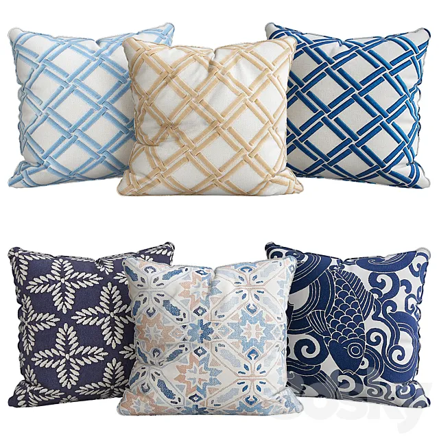 Pillows for sofa 6 pieces No. 84 3D Model Pillows for sofa 6 pieces No. 84 3D Model
