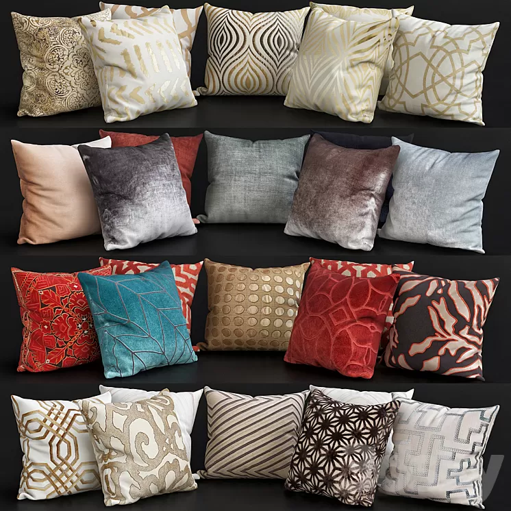 Pillows for sofa Collections No. 2 3D Model Pillows for sofa Collections No. 2 3D Model