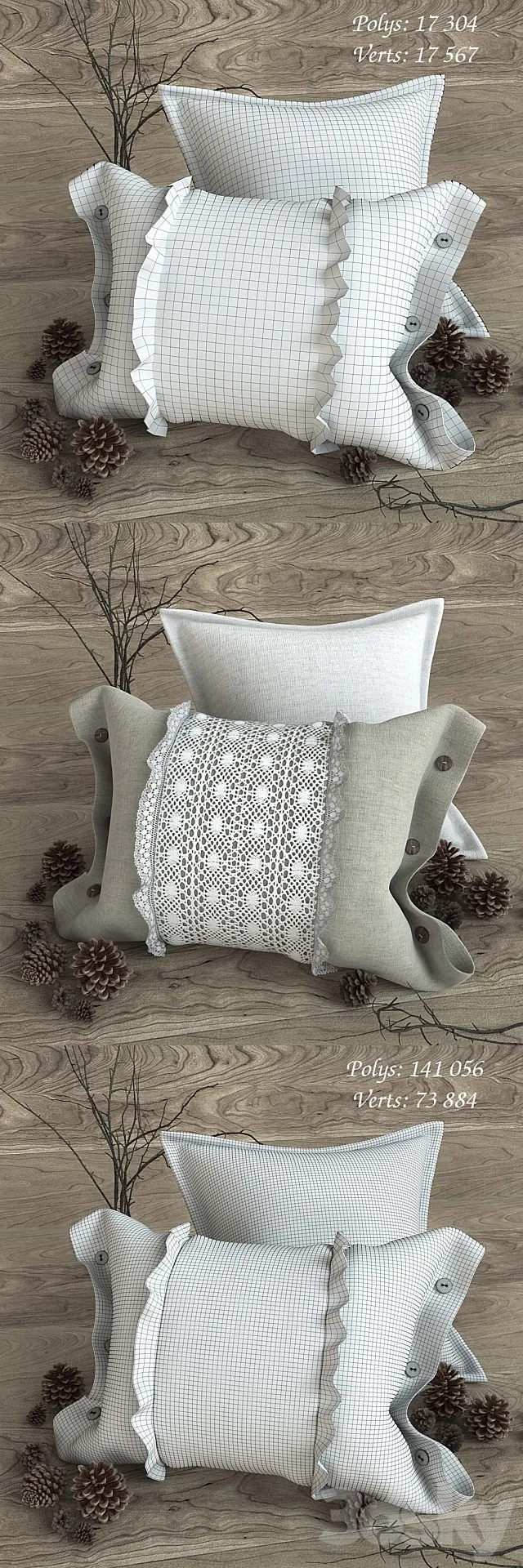 Pillows in country style 3DModel Pillows in country style 3DModel