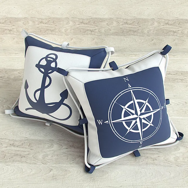 Pillows in marine style 3D Model Pillows in marine style 3D Model