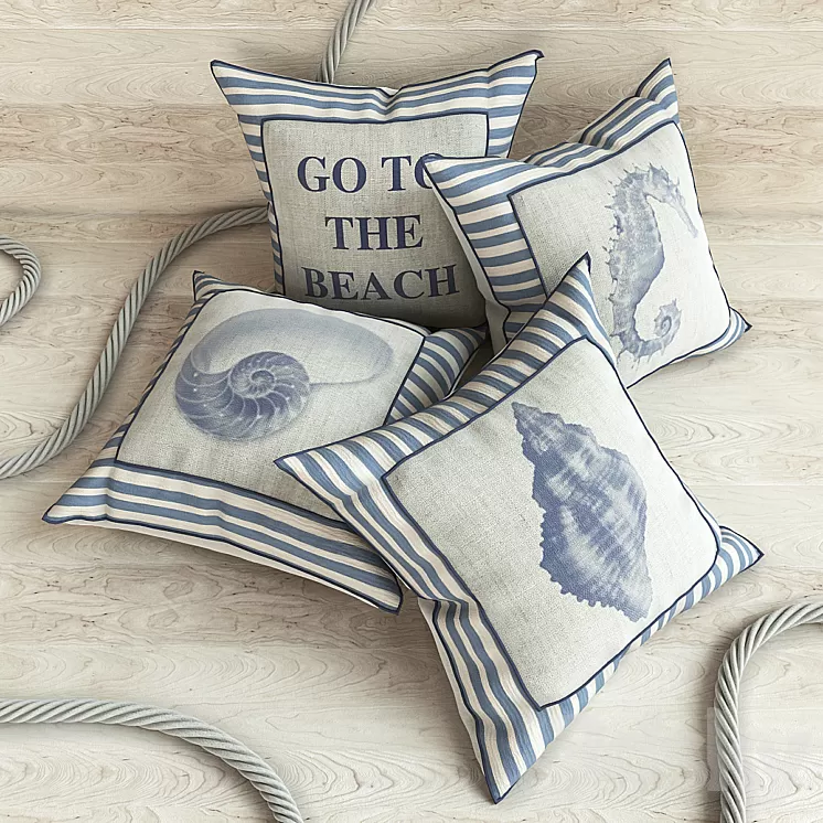 Pillows in marine style 3D Model Pillows in marine style 3D Model