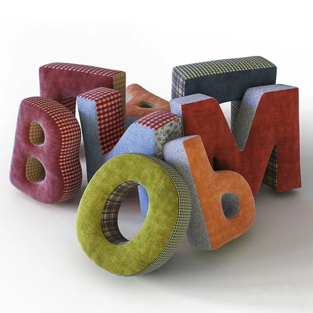 Pillows in the form of letters 3D Model Pillows in the form of letters 3D Model