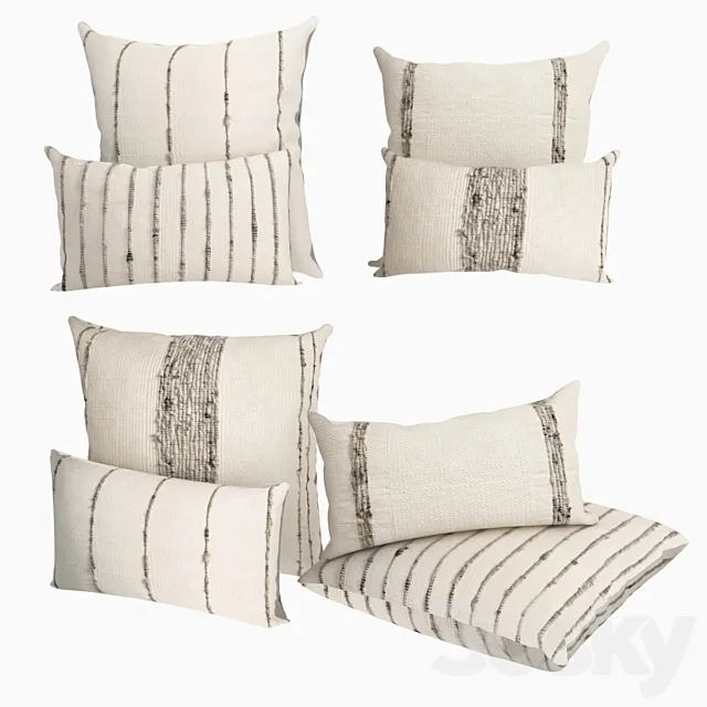 Pillows Restoration Hardware Collection Handwoven Marled Stripe 3D Model Pillows Restoration Hardware Collection Handwoven Marled Stripe 3D Model