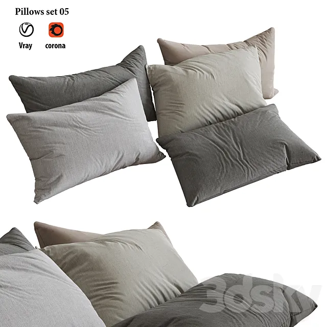 Pillows set 05 3D Model Pillows set 05 3D Model