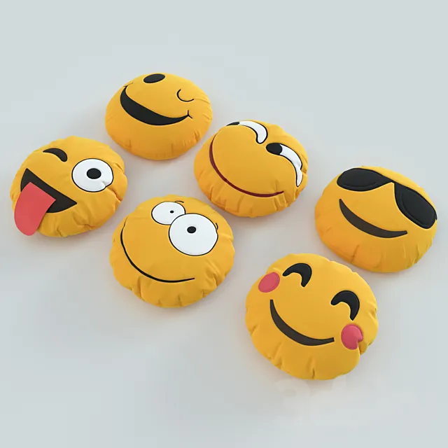 Pillows set 8 (smiles) 3D Model Pillows set 8 (smiles) 3D Model