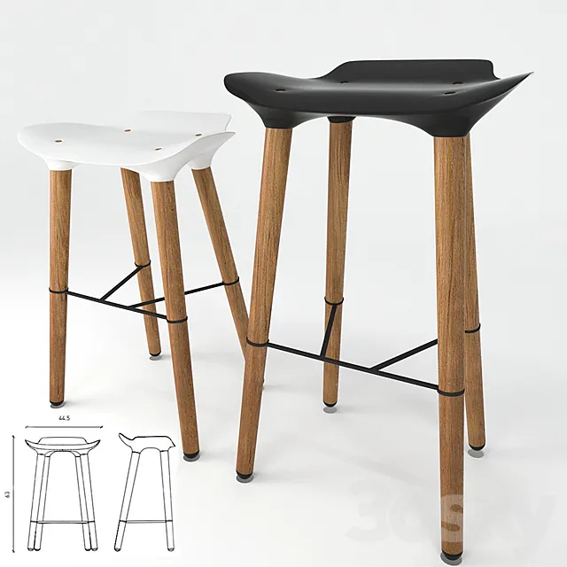 Pilot Stool Quinze & Milan 3DModel
