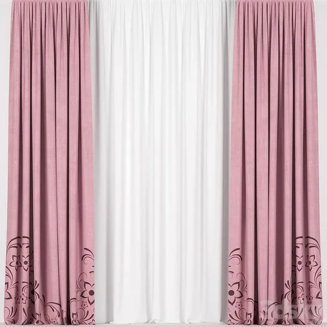 Pink curtains 3D Model