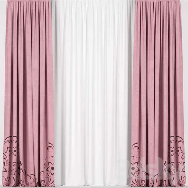 Pink curtains. 3D Model Pink curtains. 3D Model
