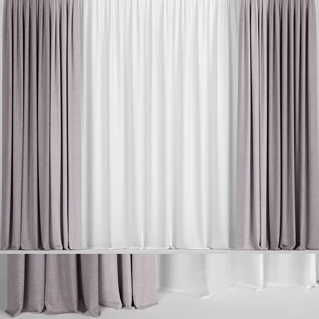 Pink curtains in two colors with tulle. 3DModel Pink curtains in two colors with tulle. 3DModel