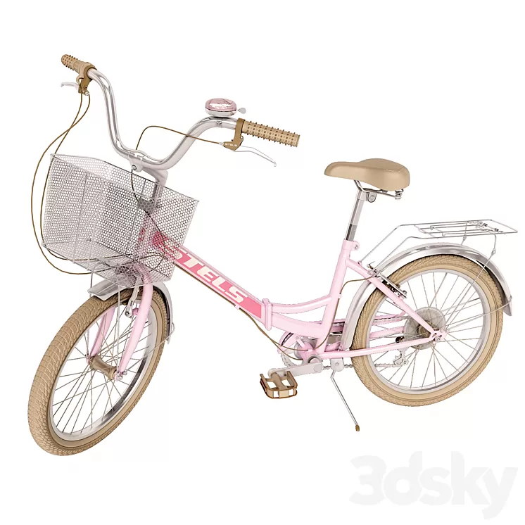 Pink folding bike Stels Pilot 3D Model