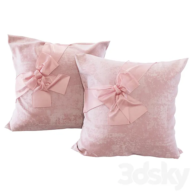 Pink pillows with bows (YOU) 3D Model Pink pillows with bows (YOU) 3D Model