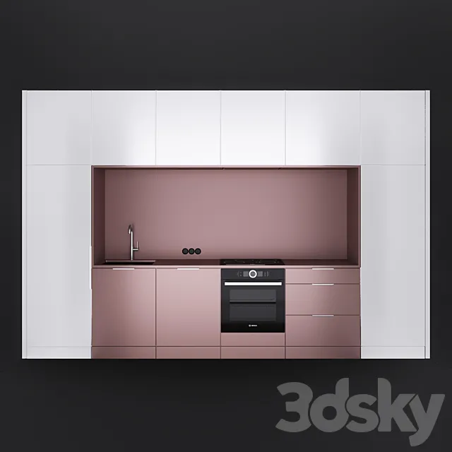 Pink & White Kitchen 3D Model Pink & White Kitchen 3D Model