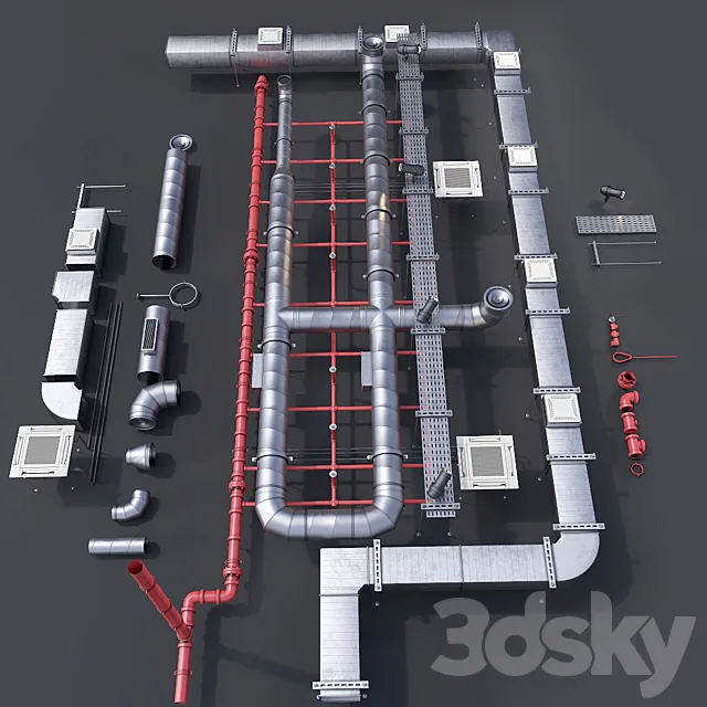 Pipe ceiling 3D Model Pipe ceiling 3D Model
