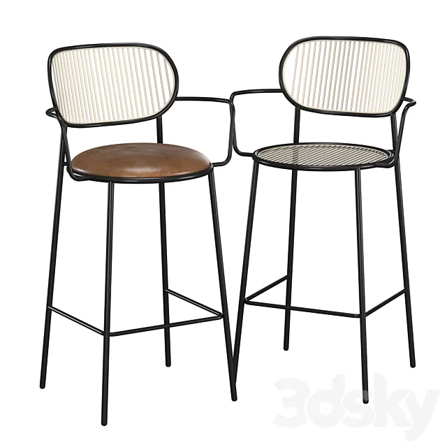 Piper Bar Chair with Armrests 3DModel