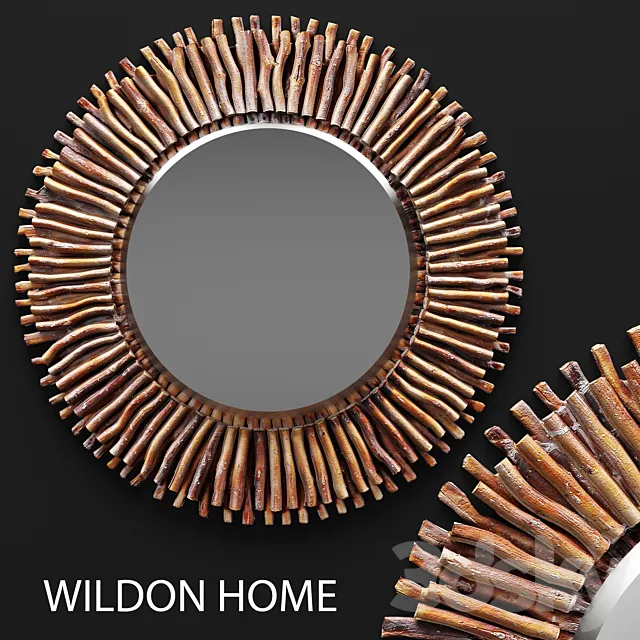 Piper Wall Mirror by Wildon Home ®. mirror. round. branches. dried flowers. decor. sun. eco. eco-design 3DModel