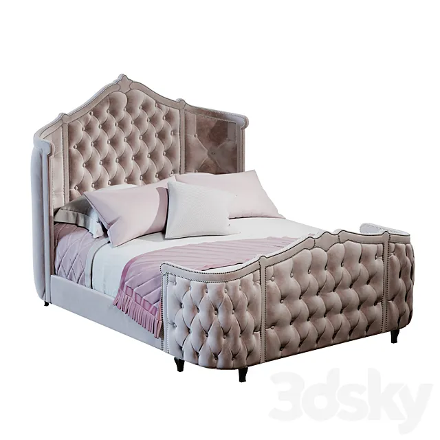 Pippa Tufted Queen Bed 3D Model Pippa Tufted Queen Bed 3D Model