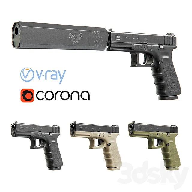 Pistol Glock 17 3D Model Pistol Glock 17 3D Model