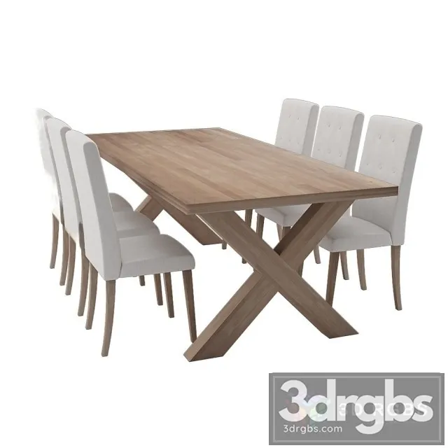 Pitsburgh Dining Table With Chairs 3D Model Download