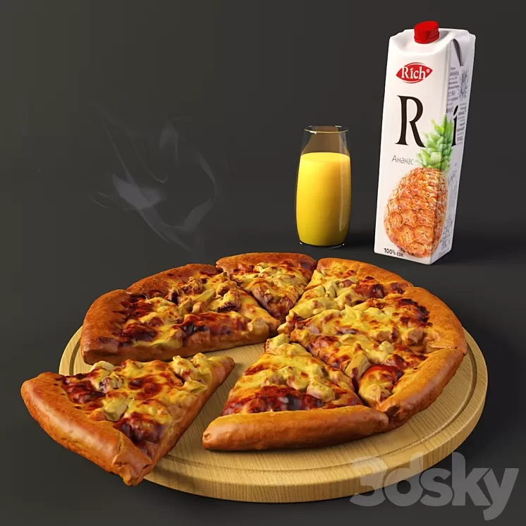 Pizza "Hawaiian" 3D Model