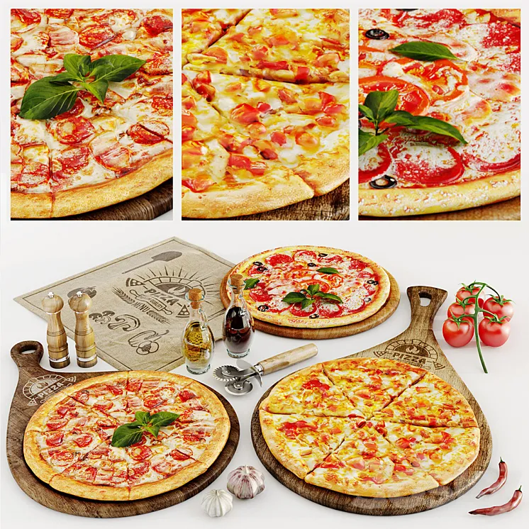 Pizza set 3D Model Free Download