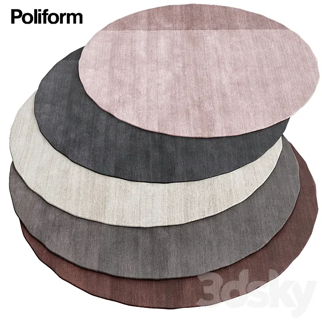 Plain gray poliform round rugs 3D Model Plain gray poliform round rugs 3D Model