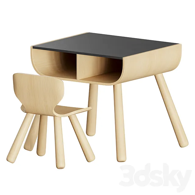 Plan Toys Black Table and Chair 3DModel Plan Toys Black Table and Chair 3DModel