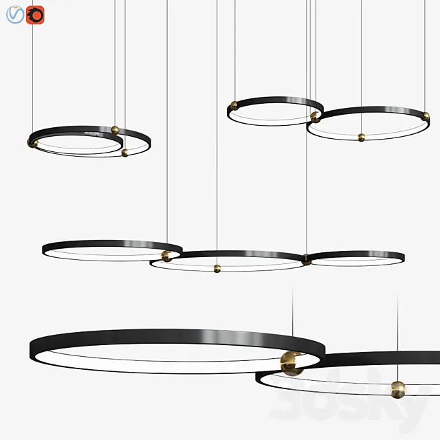 Planetary Rings Chandelier Lampatron 3D Model